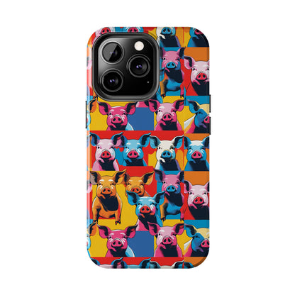 Colorful Pop Art Style Pigs Design - Tough Phone Cases for iPhone and Samsung Smartphones