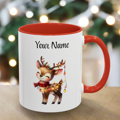 Personalized Coffee Mug Vintage Reindeer Design (11oz or15oz) Christmas Mug - Design #12