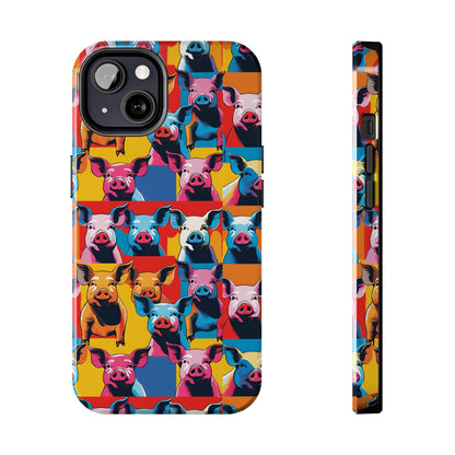 Colorful Pop Art Style Pigs Design - Tough Phone Cases for iPhone and Samsung Smartphones