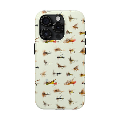 Dry Fly Fishing Lures in Cream  Tough Phone Case for iPhone and Samsung Smartphones