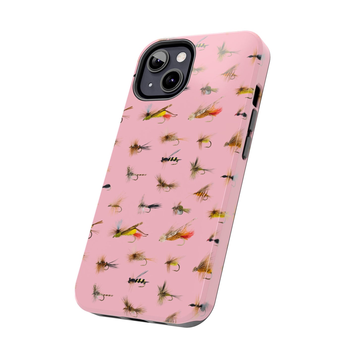 Dry Fly Fishing Lures in Pink Tough Phone Case for iPhone and Samsung Smartphones