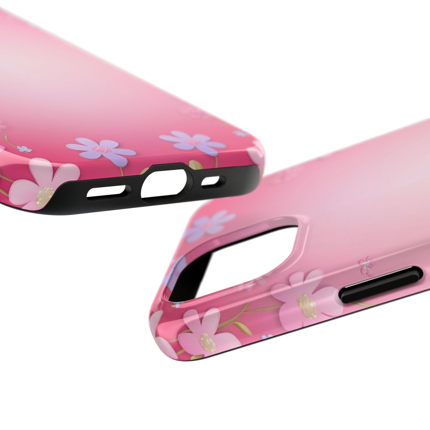 Phone Case - Flowers on Pink Ombre Design