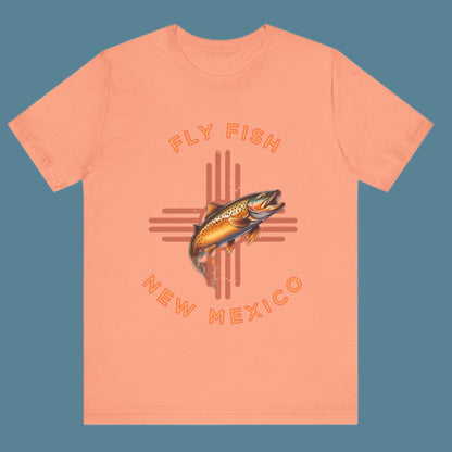 Fly Fishing New Mexico Distressed T - Shirt for Men and Women - Orange Zia -Women's