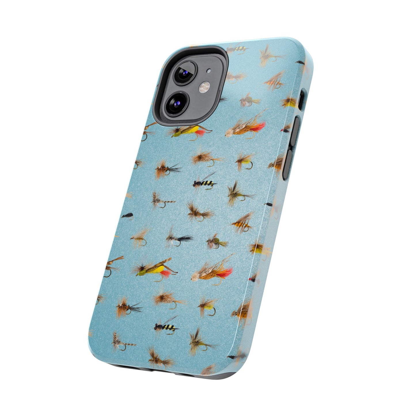 Dry Fly Fishing Lures in Light Blue Tough Phone Case for iPhone and Samsung Smartphones