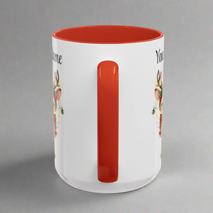 Personalized Coffee Mug Vintage Reindeer Design (11oz or 15oz) Christmas Mug - Design #4