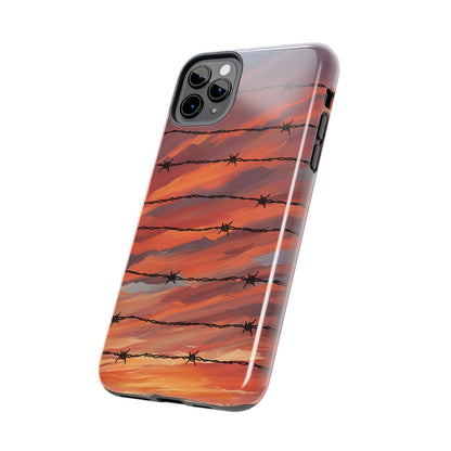 Barbed Wire at Sunset Tough Phone Case for iPhone and Samsung Smartphones