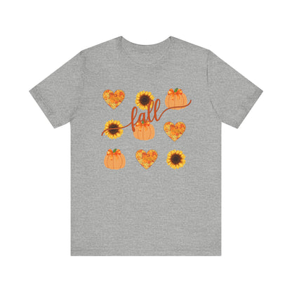 Fall Sweatshirt with Hearts, Sunflowers, and Pumpkins