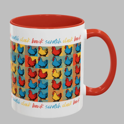 Whimsical Chicken Mug Colorful Cat Pattern Mug - Pop Art Design