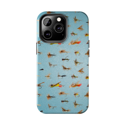 Dry Fly Fishing Lures in Light Blue Tough Phone Case for iPhone and Samsung Smartphones