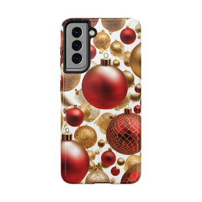 Red and Gold Christmas Ornaments - Tough Phone Case for iPhone and Samsung Smartphones