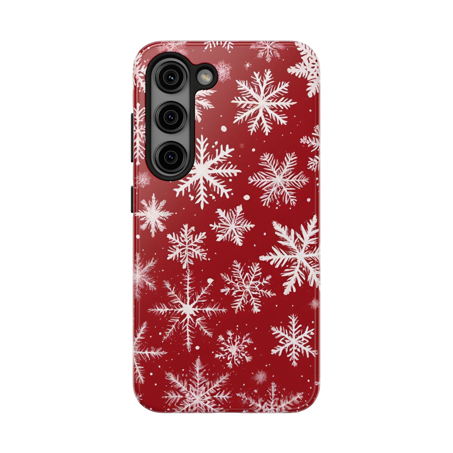 Snowflakes on Red - Tough Phone Case for iPhone and Samsung Phone Cases