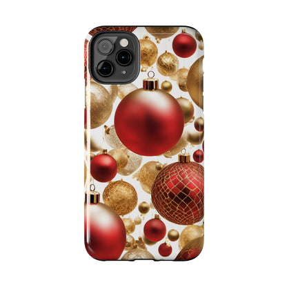 Red and Gold Christmas Ornaments - Tough Phone Case for iPhone and Samsung Smartphones