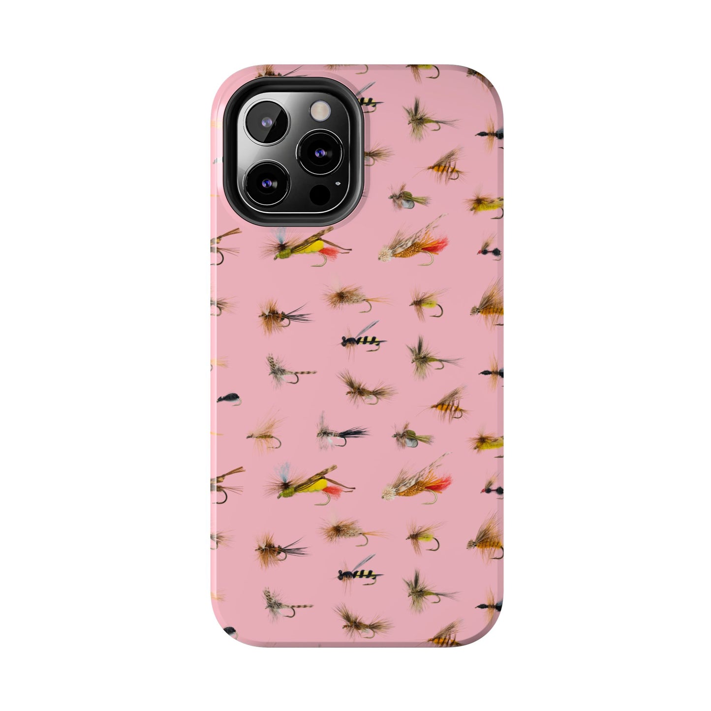 Dry Fly Fishing Lures in Pink Tough Phone Case for iPhone and Samsung Smartphones