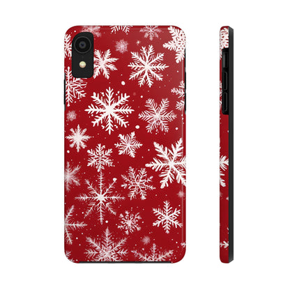 Snowflakes on Red - Tough Phone Case for iPhone and Samsung Phone Cases