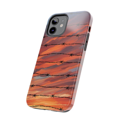 Barbed Wire at Sunset Tough Phone Case for iPhone and Samsung Smartphones