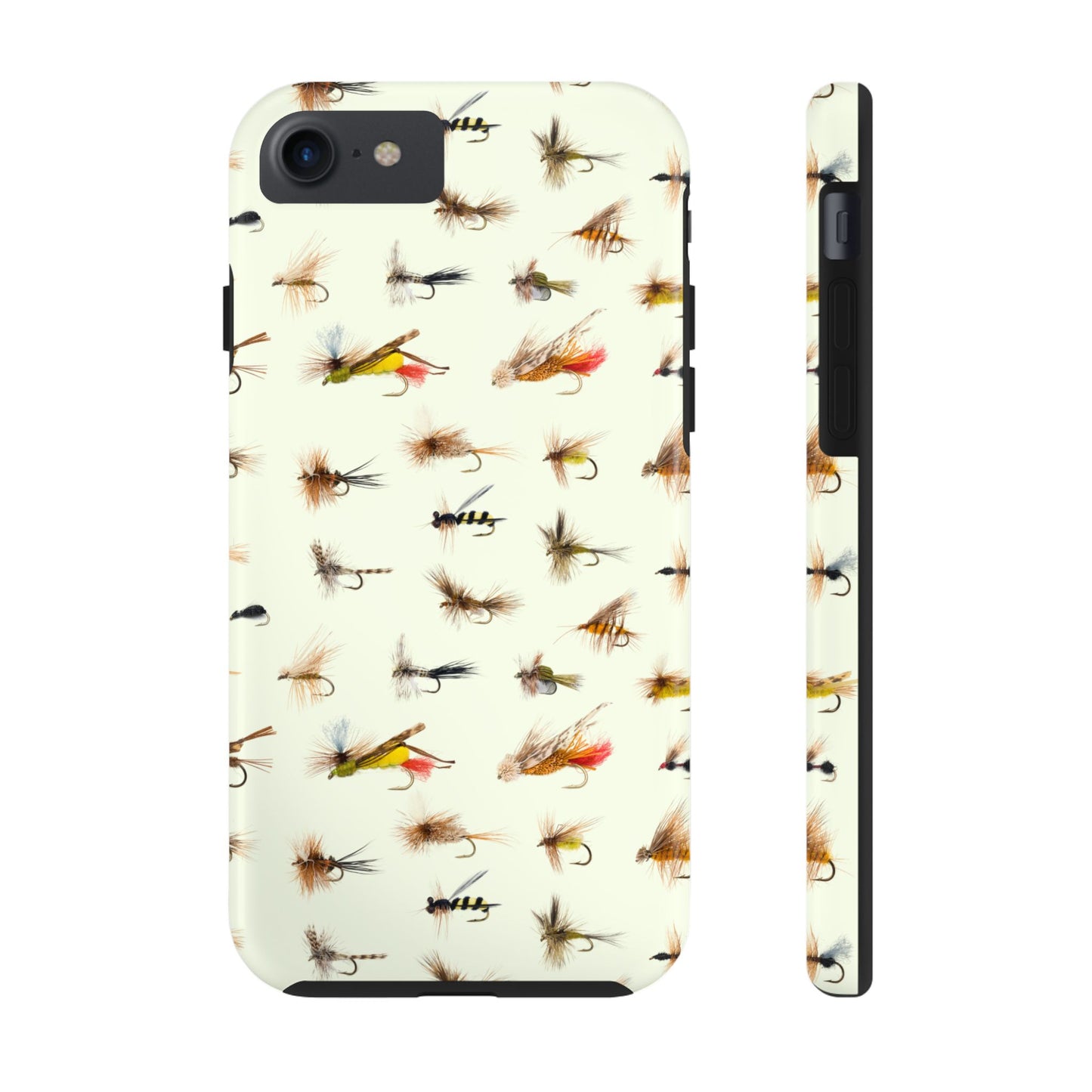 Dry Fly Fishing Lures in Cream  Tough Phone Case for iPhone and Samsung Smartphones