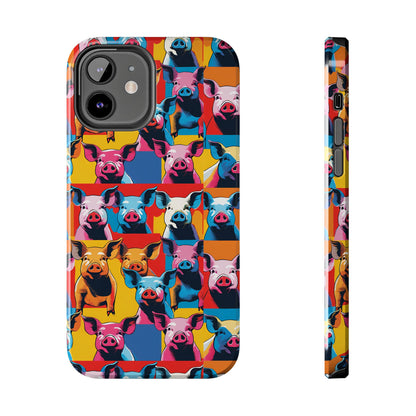 Colorful Pop Art Style Pigs Design - Tough Phone Cases for iPhone and Samsung Smartphones