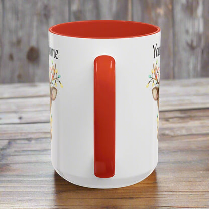 Personalized Coffee Mug Vintage Reindeer Design (11oz or 15oz) Christmas Mug - Design #3