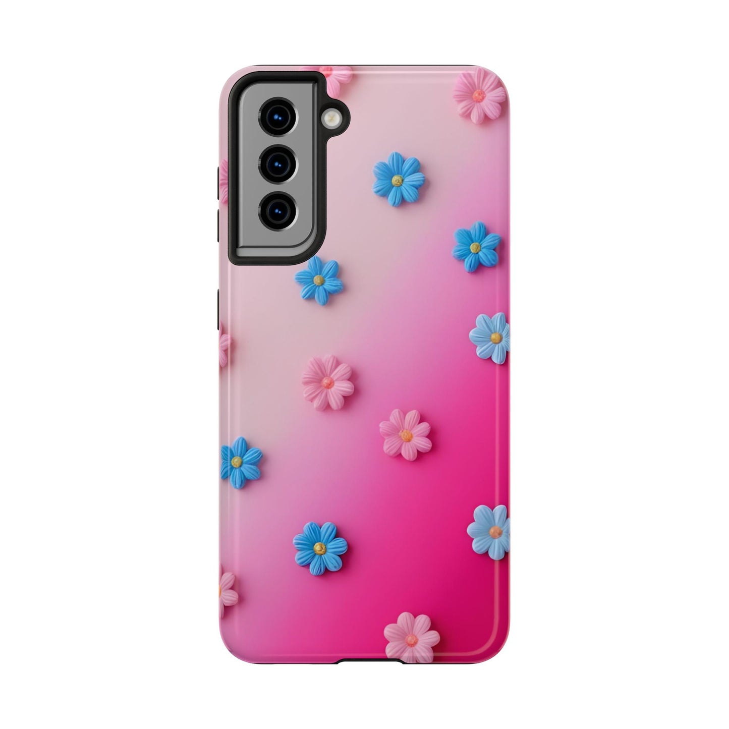 Phone Case - 3D Flowers on Pink Ombre Design