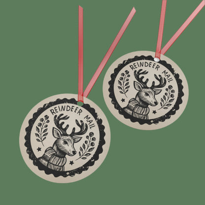 Metal Ornaments - North Pole Reindeer Distressed Design