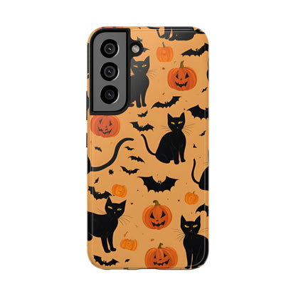 Halloween Black Cats and Pumpkins - Tough Phone Case for iPhones and Samsung Smartphones