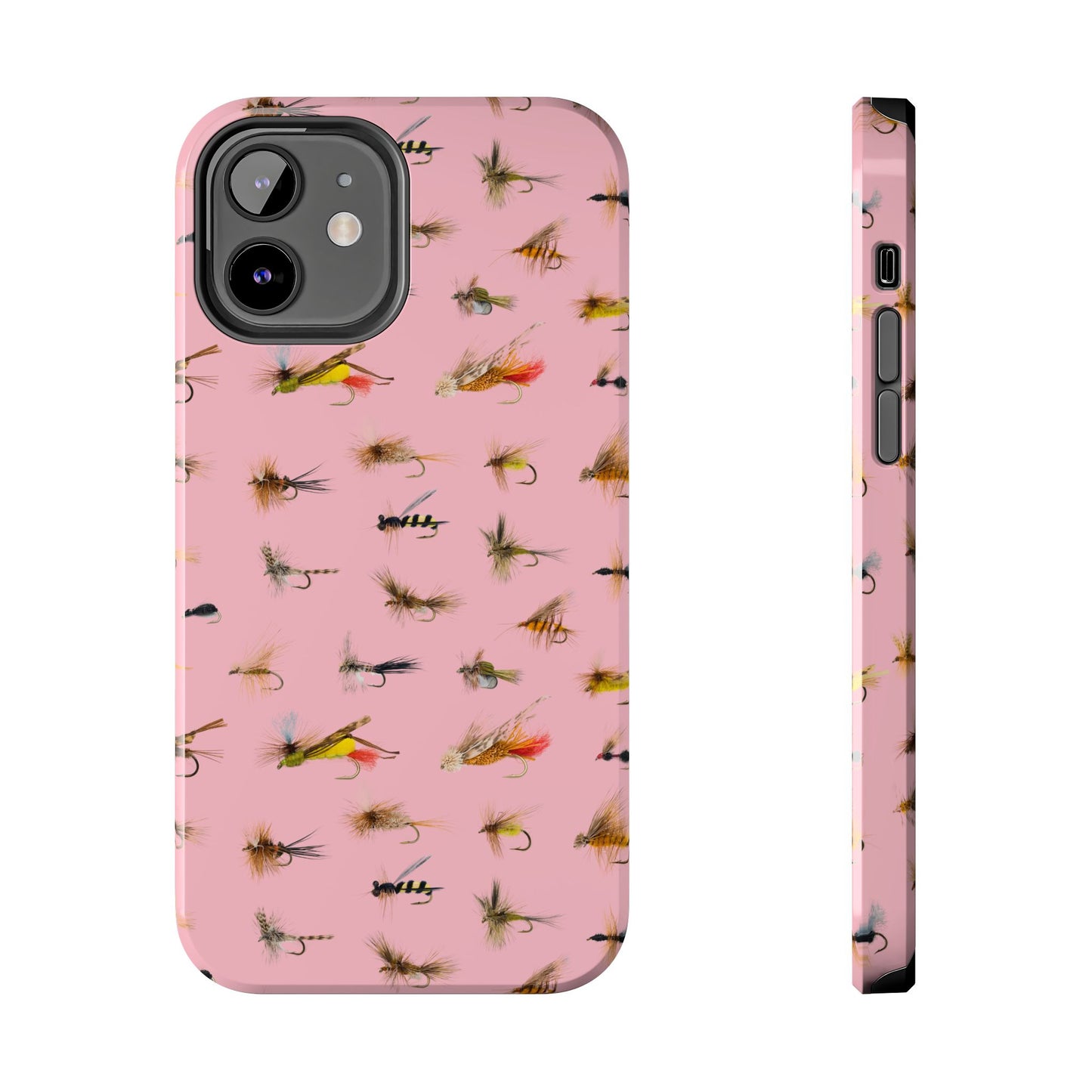 Dry Fly Fishing Lures in Pink Tough Phone Case for iPhone and Samsung Smartphones