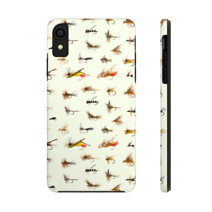 Dry Fly Fishing Lures in Cream  Tough Phone Case for iPhone and Samsung Smartphones