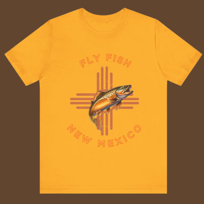 Fly Fishing New Mexico Distressed T - Shirt for Men and Women - Orange Zia -Women's