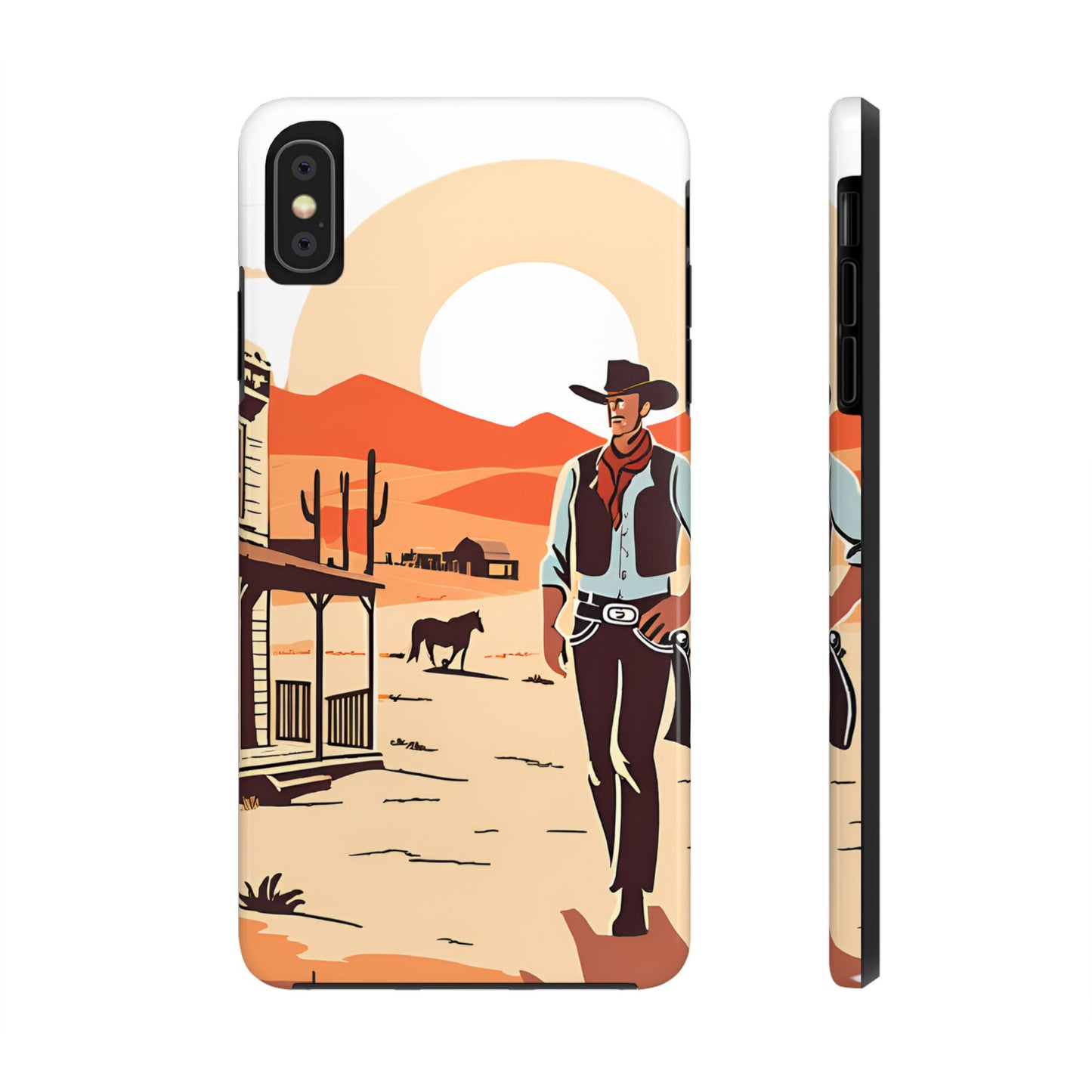 Retro Western Old West Design -Tough Phone Case for iPhone and Samsung Smartphones