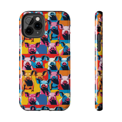 Colorful Pop Art Style Pigs Design - Tough Phone Cases for iPhone and Samsung Smartphones