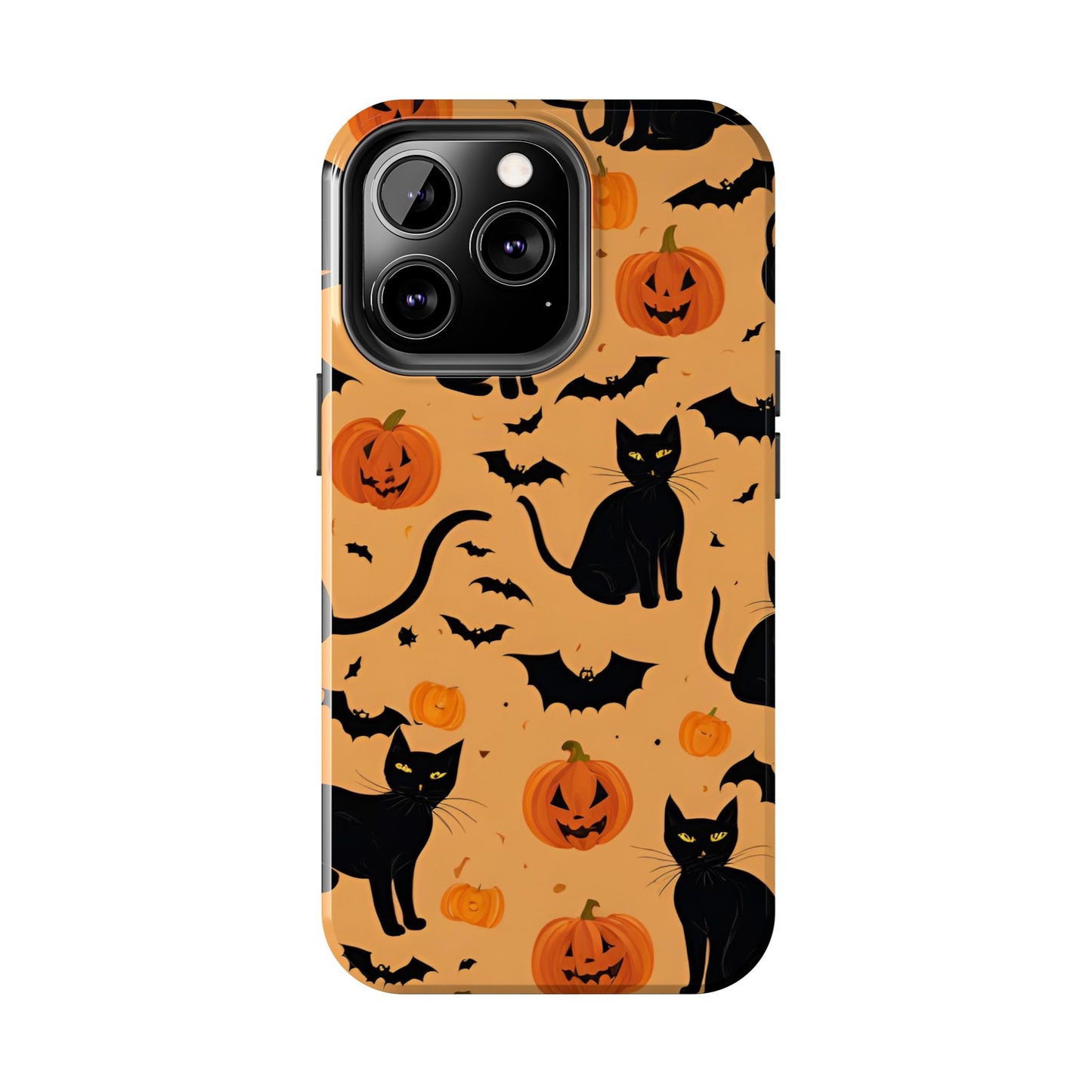 Halloween Black Cats and Pumpkins - Tough Phone Case for iPhones and Samsung Smartphones