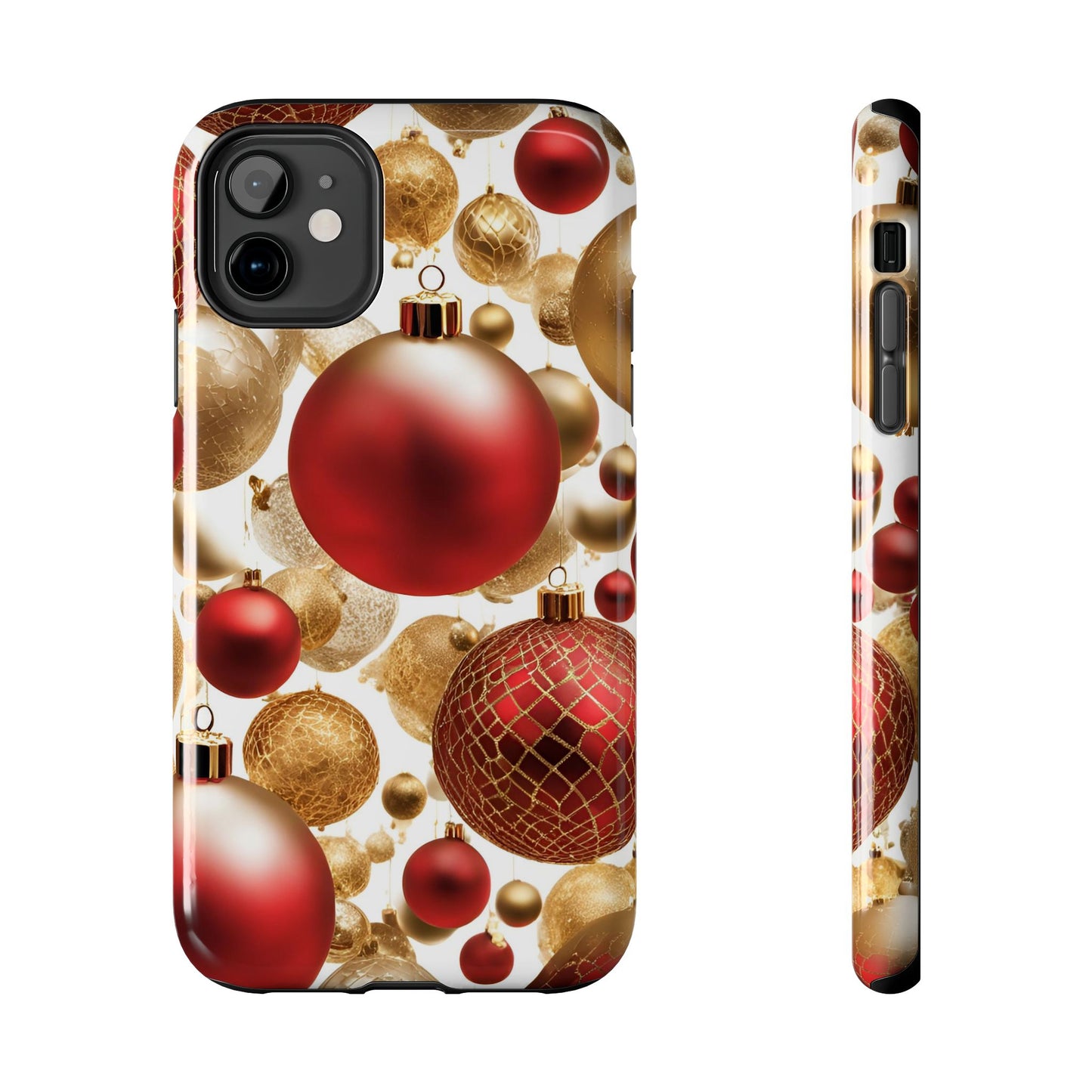 Red and Gold Christmas Ornaments - Tough Phone Case for iPhone and Samsung Smartphones