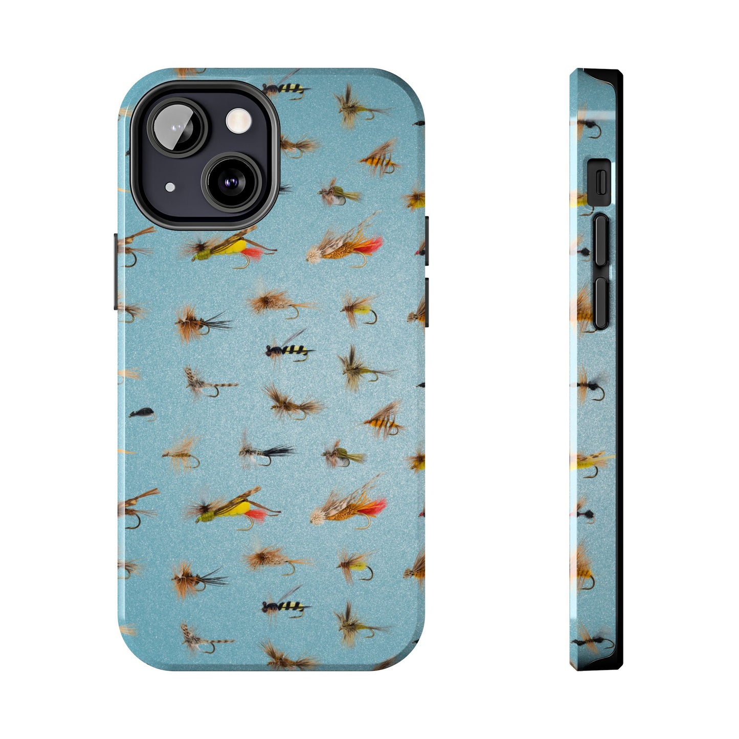 Dry Fly Fishing Lures in Light Blue Tough Phone Case for iPhone and Samsung Smartphones