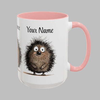 Personalized Funny Cute Porcupine Accent Coffee Mug (11oz, 15oz)