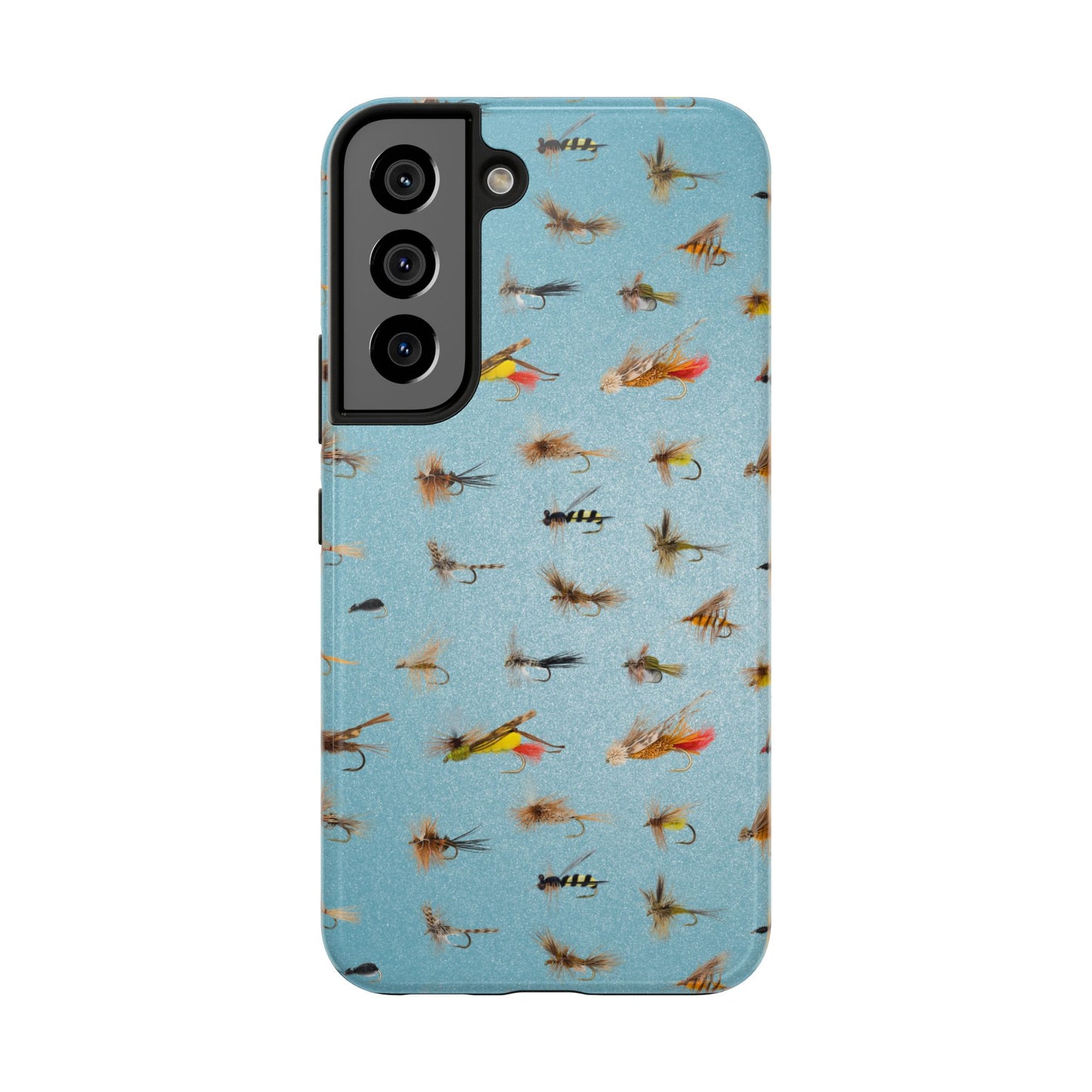 Dry Fly Fishing Lures in Light Blue Tough Phone Case for iPhone and Samsung Smartphones