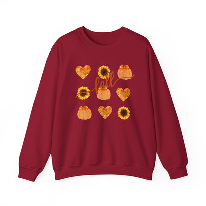 Fall Hearts Pumpkins Sunflower Sweatshirt