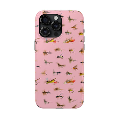 Dry Fly Fishing Lures in Pink Tough Phone Case for iPhone and Samsung Smartphones