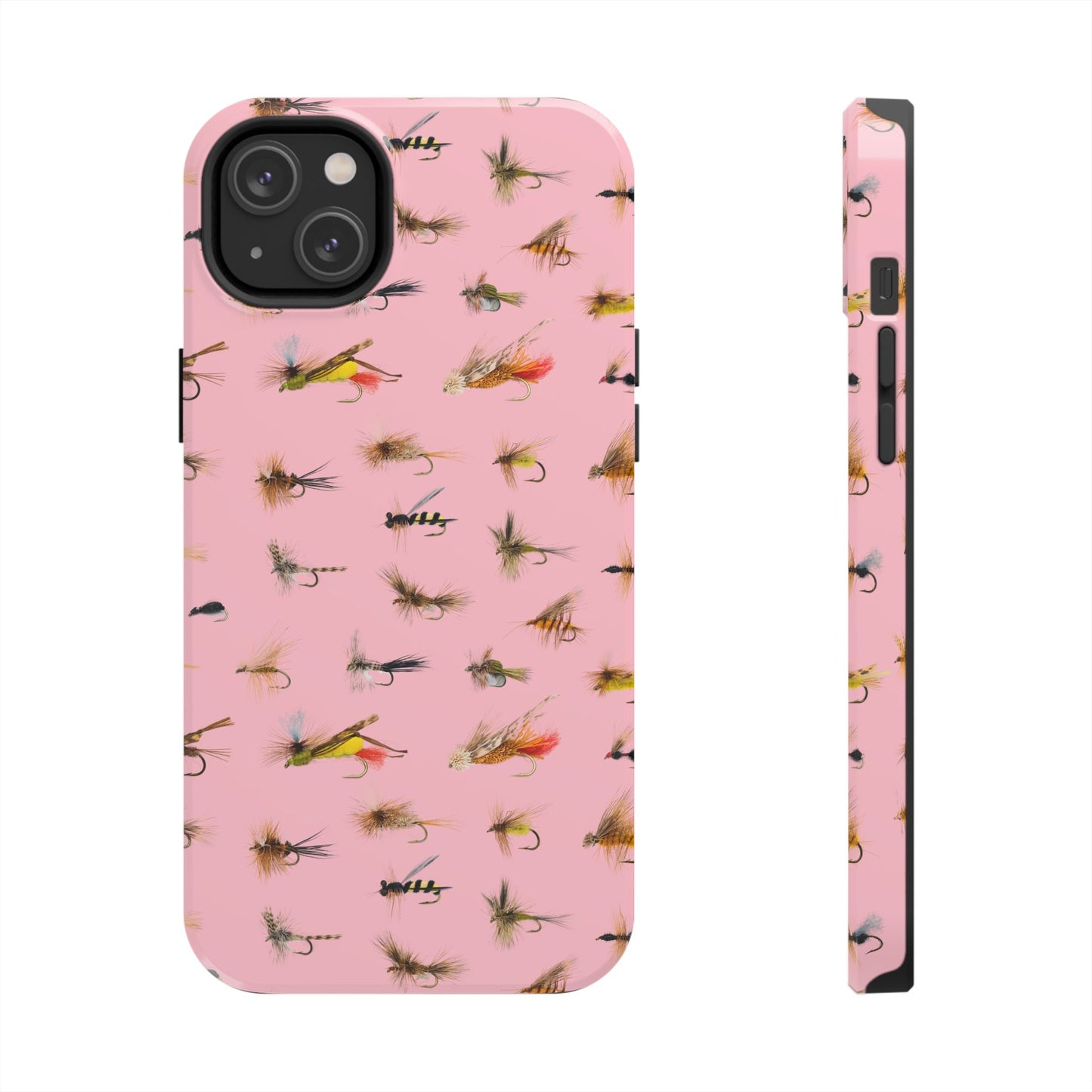 Dry Fly Fishing Lures in Pink Tough Phone Case for iPhone and Samsung Smartphones