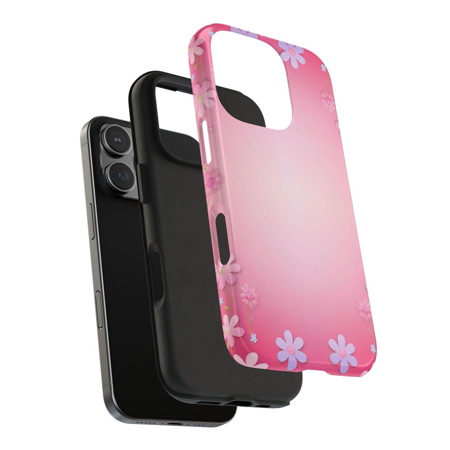 Phone Case - Flowers on Pink Ombre Design