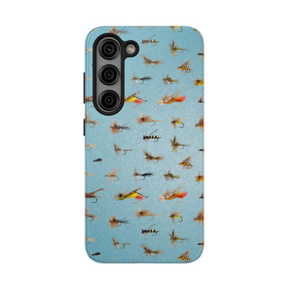 Dry Fly Fishing Lures in Light Blue Tough Phone Case for iPhone and Samsung Smartphones