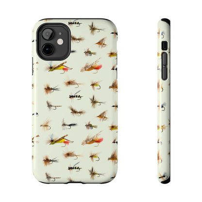 Dry Fly Fishing Lures in Cream  Tough Phone Case for iPhone and Samsung Smartphones