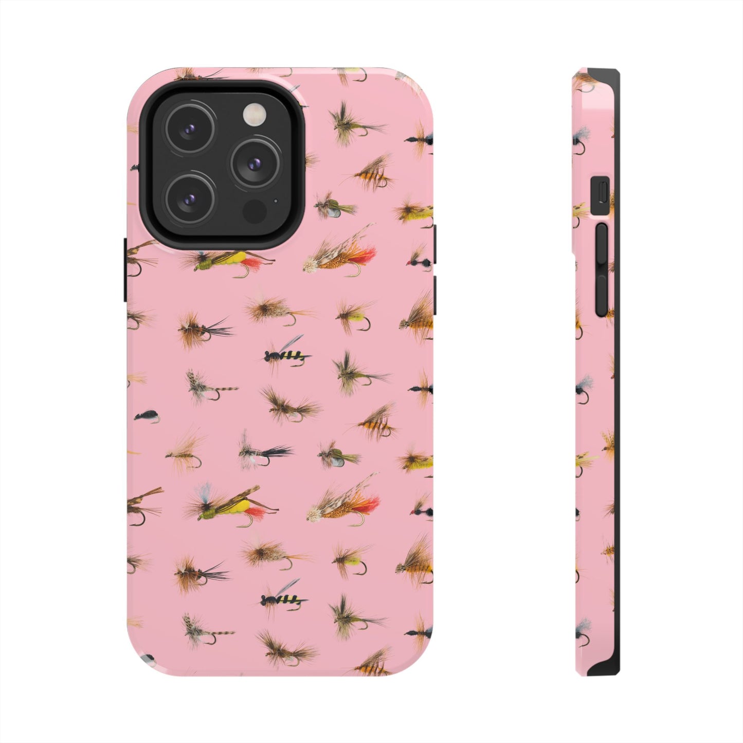 Dry Fly Fishing Lures in Pink Tough Phone Case for iPhone and Samsung Smartphones