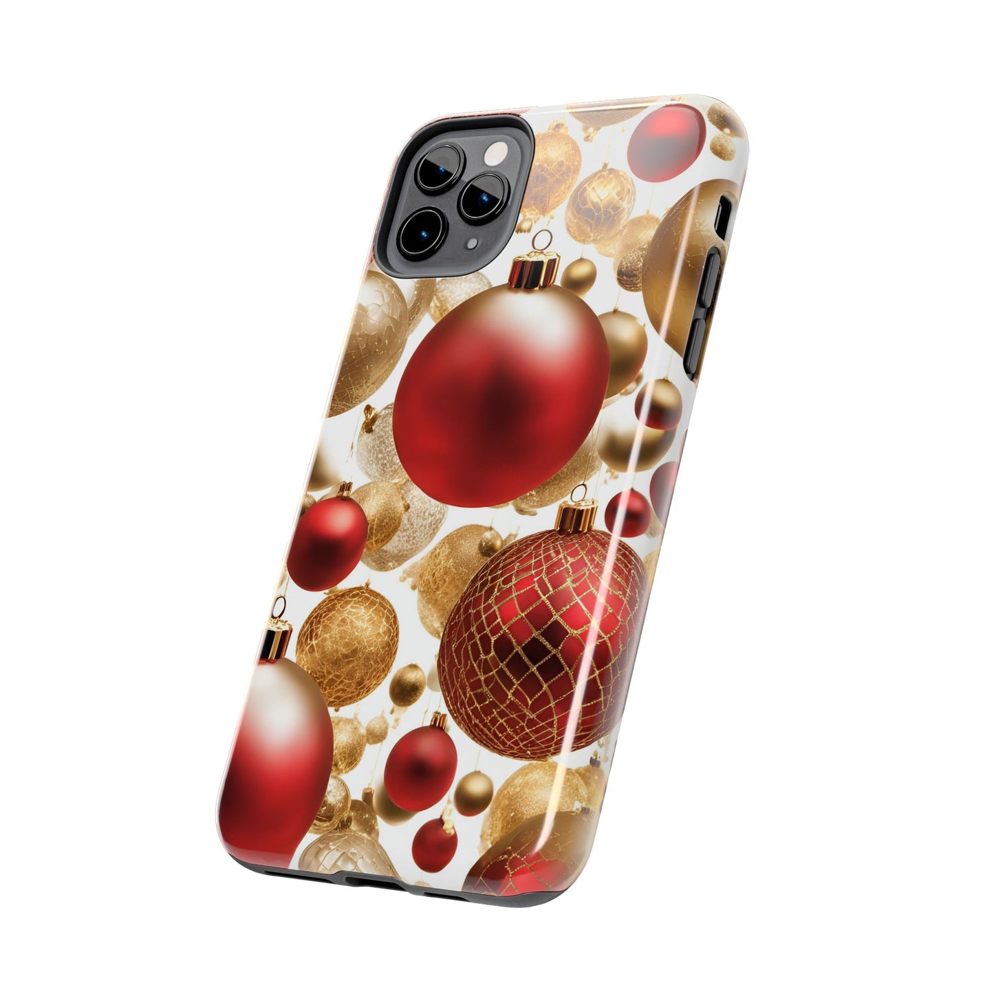 Red and Gold Christmas Ornaments - Tough Phone Case for iPhone and Samsung Smartphones