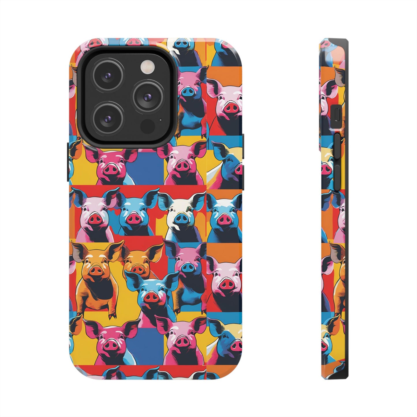 Colorful Pop Art Style Pigs Design - Tough Phone Cases for iPhone and Samsung Smartphones