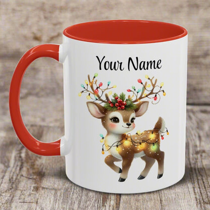 Personalized Coffee Mug Vintage Reindeer Design (11oz or 15oz) Christmas Mug - Design #3