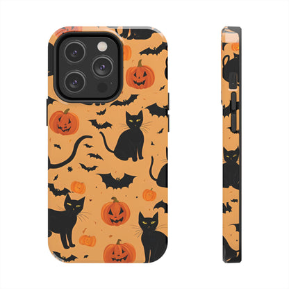 Halloween Black Cats and Pumpkins - Tough Phone Case for iPhones and Samsung Smartphones