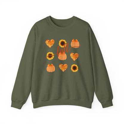 Fall Hearts Pumpkins Sunflower Sweatshirt