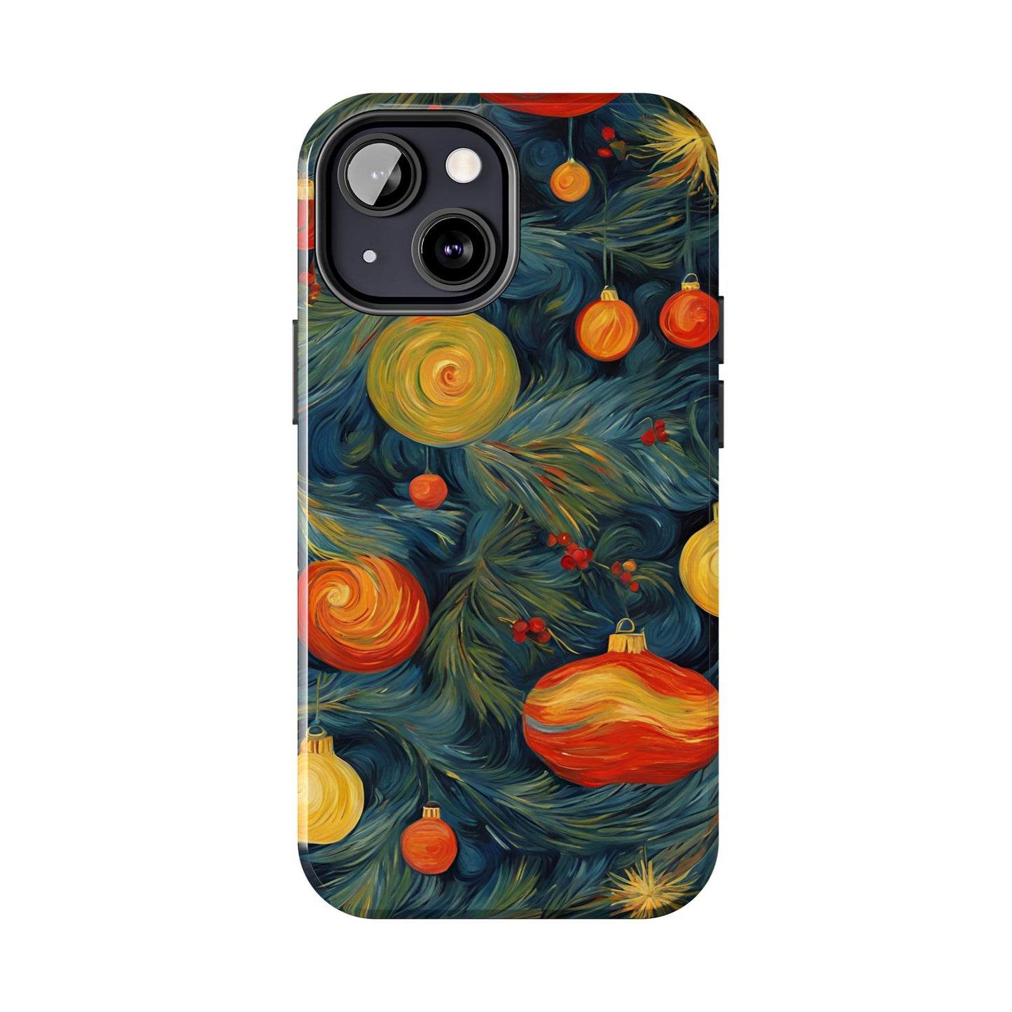 Christmas Tree and Ornaments Whimsical Art- Tough Phone Case for iPhones and Samsung Smartphones