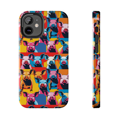 Colorful Pop Art Style Pigs Design - Tough Phone Cases for iPhone and Samsung Smartphones