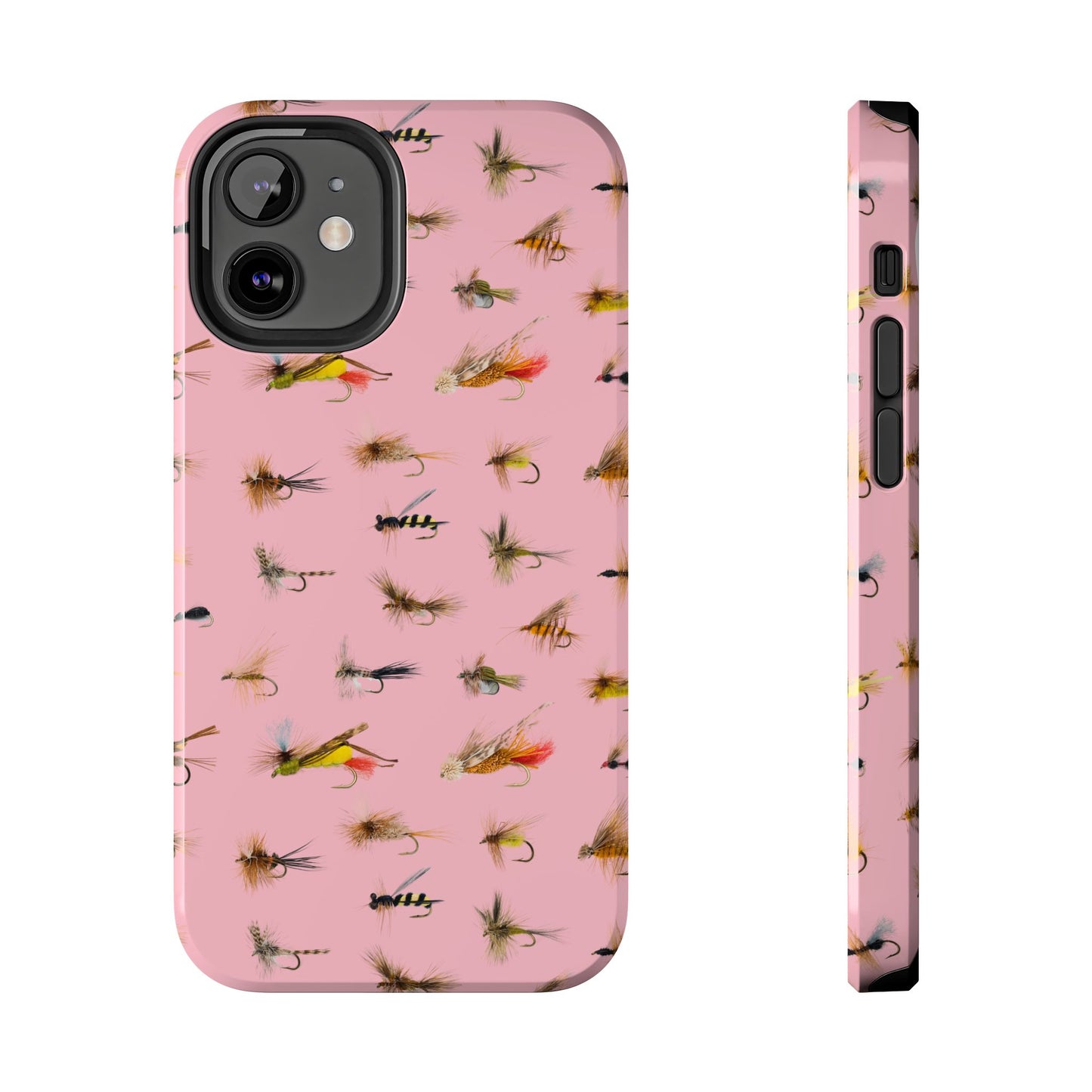 Dry Fly Fishing Lures in Pink Tough Phone Case for iPhone and Samsung Smartphones